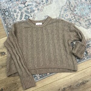 Pink Rose Cropped Brown Sweater M